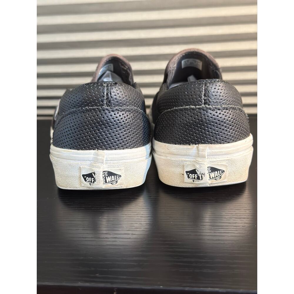 Vans Classic Slip-On Perferated Leather Black Sneakers Women’s 8 Men 6.5 Shoes - Picture 5 of 6